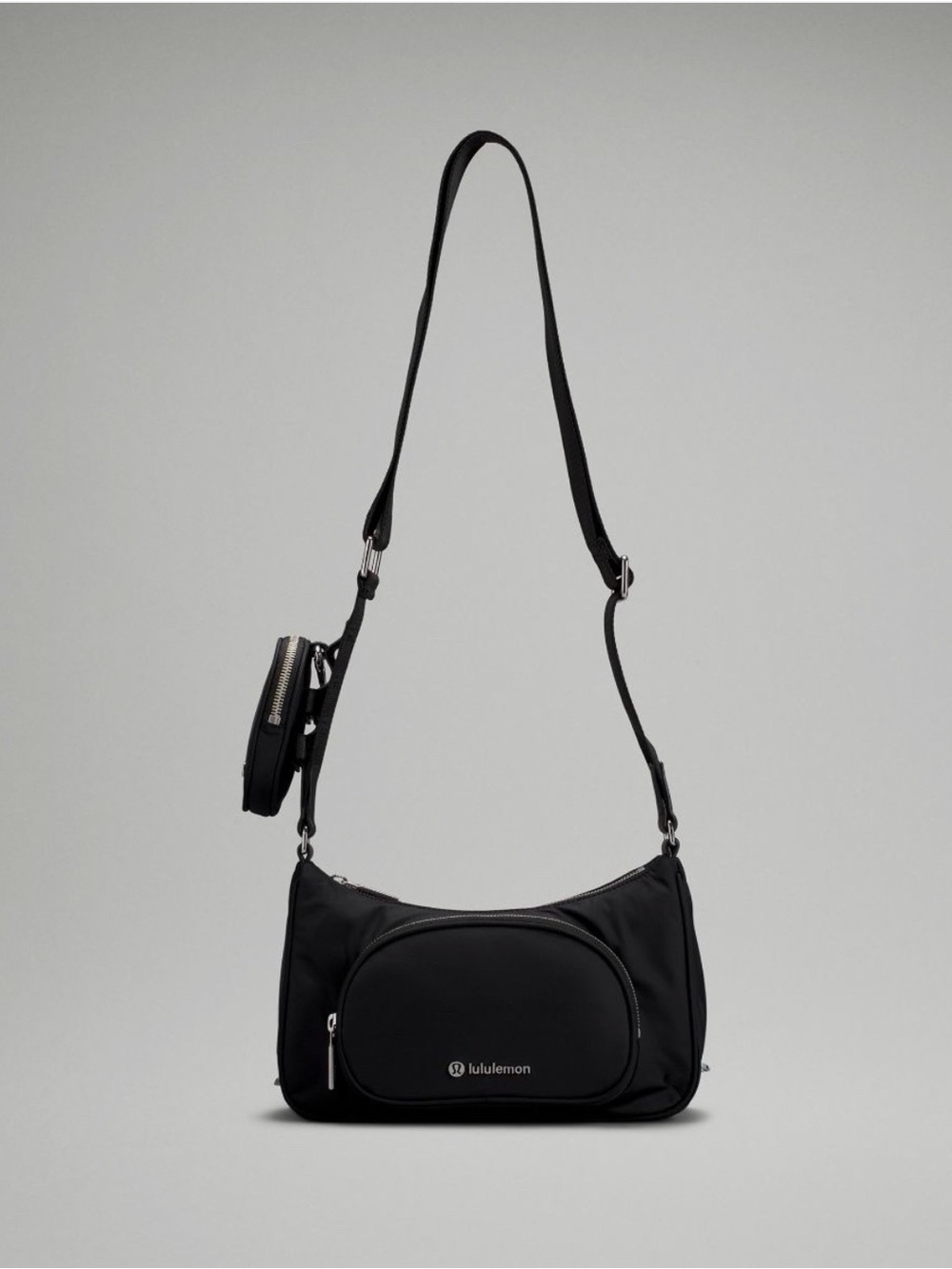 lululemon athletica Black Shoulder Crossbody Bag with Detachable Mini Pouch